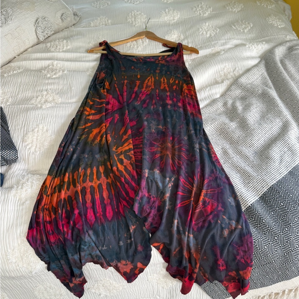 Kathmandu Imports Colorful Tie-Dye Sleeveless knit Dress
